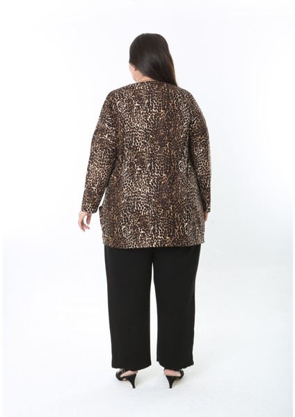 Kadın Yünlü Viskon Likralı Desenli Büyük Beden Tunik modelleri