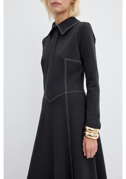 Punto Dikişli Örme Elbise Siyah modelleri