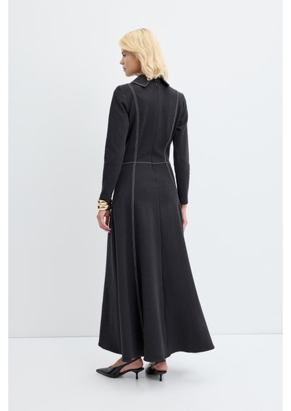 Punto Dikişli Örme Elbise Siyah indirimleri