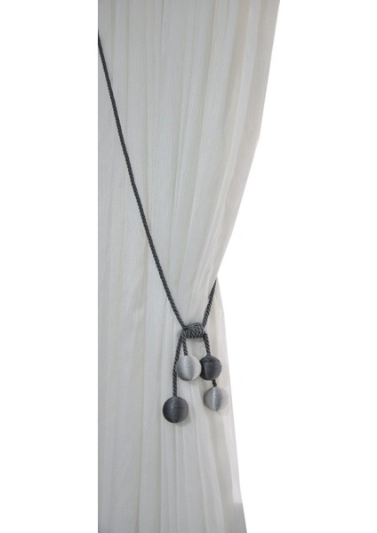 Modern Sarım 4 Toplu Braçol Kornişe Takmatik Ipli Tavan Perde Aksesuar Füme-Gri