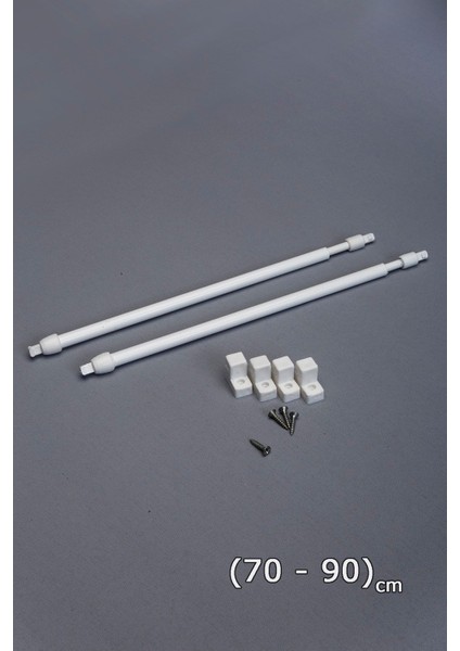 70 - 90 cm Ayarlanabilir Briz Çubuğu 2 Adet Alüminyum Perde Borusu 4 Adet Başlık