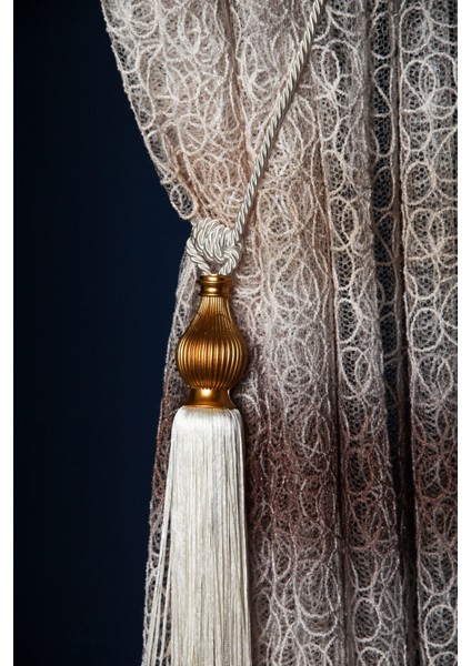 Yeni Moda Perde Aksesuarı Püskül Model Braçol Perde Toplayıcı Beyaz