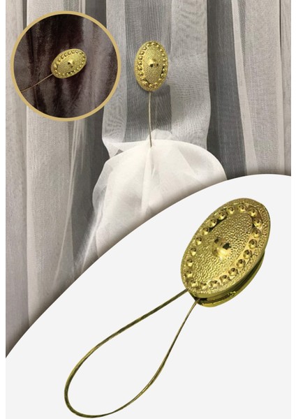 6 Adet Perde Mandalı Gold Kaplama Mıknatıslı Perde Tokası Fon Perde Toplama Aparatı Xlm2