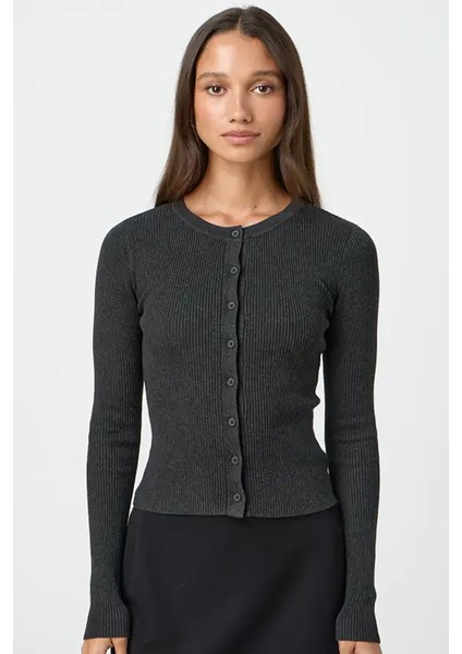 Antrasit Düğmeli Uzun Kollu Kaşkorse Hırka MG2177 fiyatları