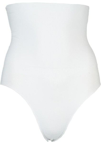 Kadın Beyaz Toparlayıcı Silikonlu Yüksek Bel Slip Korse