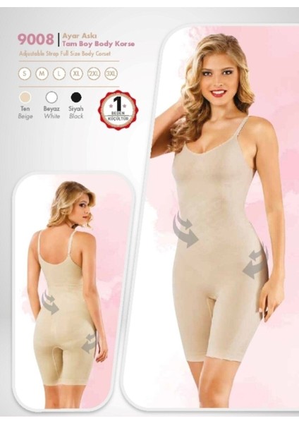 9008 Ayar Askılı Tam Boy Body Korse