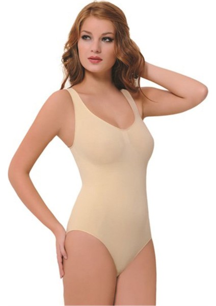 Askılı Taktel Dikişsiz Çıtçıtlı Korse Body Atlet Beyaz