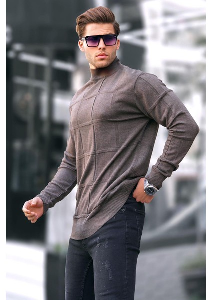 Kahverengi Balıkçı Yaka Triko Kazak 5784 fiyatları