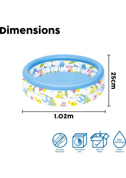 3 Boğum Desenli Çocuk Havuzu, 102CM x 25CM Bestway 51008 modelleri