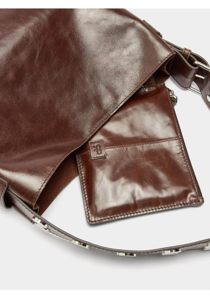 Zımba Detaylı Deri Omuz Çantası indirimleri