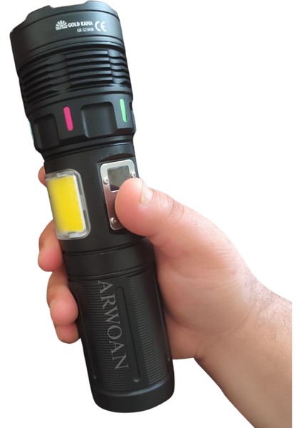 10000 Lümen LED Işık Zoom Özellikli Powerbank & USB Girişli Su Geçirmez Taktik Fener Kamp, Av, Acil Durum fırsatları