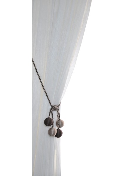 Kahve-Bej Modern Sarım 4 Toplu Braçol | Kornişe Takmatik Ipli Tavan Perde Aksesuarı