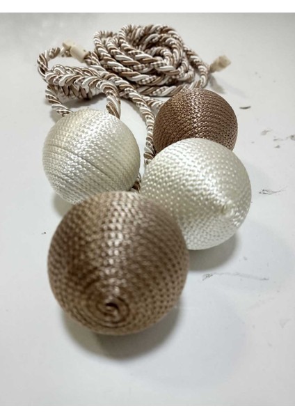 4 Toplu El Sarım Vizon - Krem (206) Tül Perde Fon Kruvaze Tavan Bağlama