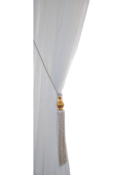 Fon Perde Tavan Bağlama Püsküllü Braçol Kornişe Takmatik Ipli Tavan Perde Aksesuar Kemik-Altın fiyatları