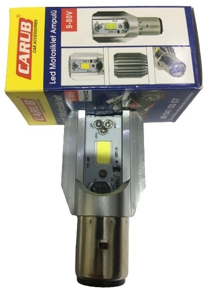 Motosiklet BA20D Dc 12-60 V 12 W 6500K Cob LED Uzun / Kısa Işık Far Ampul Beyaz (Bosch Tipi)