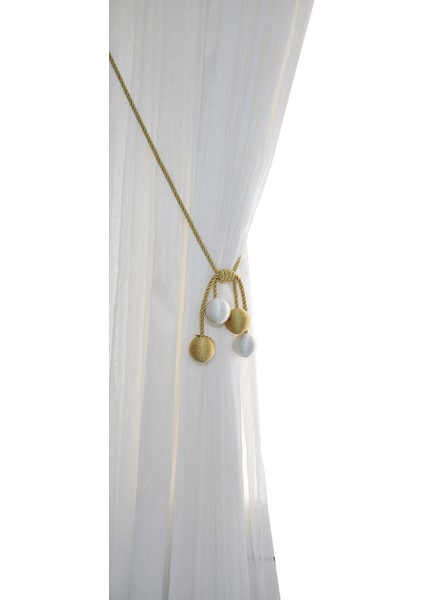 Altın-Beyaz Modern Sarım 4 Toplu Braçol | Kornişe Takmatik Ipli Tavan Perde Aksesuarı fiyatları