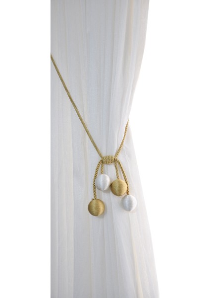 Altın-Beyaz Modern Sarım 4 Toplu Braçol | Kornişe Takmatik Ipli Tavan Perde Aksesuarı modelleri