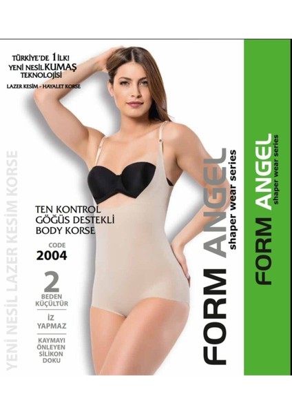 Kadın Ten Lazer Kesim Göğüs Destekli Body Korse 2004 modelleri