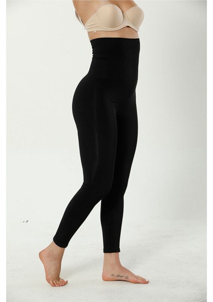 Kadın Siyah 2 Beden Küçülten Yüksek Bel Dikişsiz Korse Tayt fırsatları