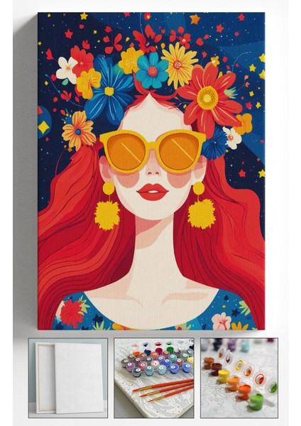 Sayılarla Boyama Çerçeveli Hobi Seti Numaralı Tuval Fırça Boya Dahil Kasnaklı 40X50 cm