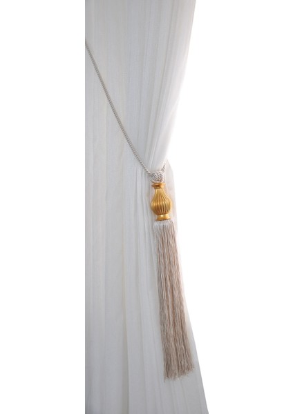 Fon Perde Tavan Bağlama Püsküllü Braçol Kornişe Takmatik Ipli Tavan Perde Aksesuar Kemik-Altın fırsatları