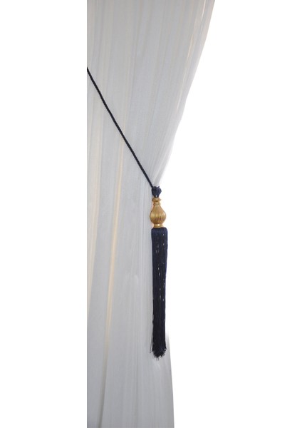 Lacivert Altın Fon Perde Tavan Bağlama | Püsküllü Braçol | Kornişe Takmatik Ipli Perde Aksesuarı fiyatları