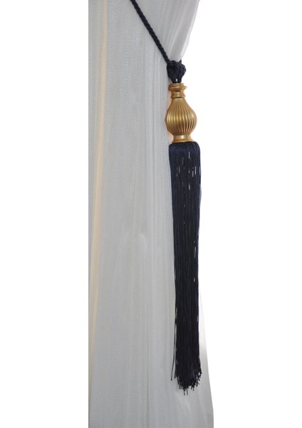 Lacivert Altın Fon Perde Tavan Bağlama | Püsküllü Braçol | Kornişe Takmatik Ipli Perde Aksesuarı modelleri