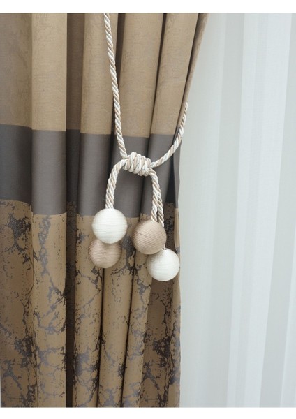 Modern Sarım 4 Toplu Braçol Kornişe Takmatik Ipli Tavan Perde Aksesuarı Vizon&krem