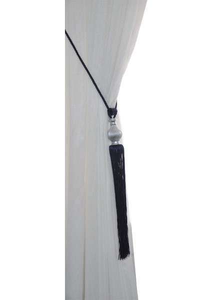 Fon Perde Tavan Bağlama Püsküllü Braçol Kornişe Takmatik Ipli Tavan Perde Aksesuar Lacivert-Gri fiyatları