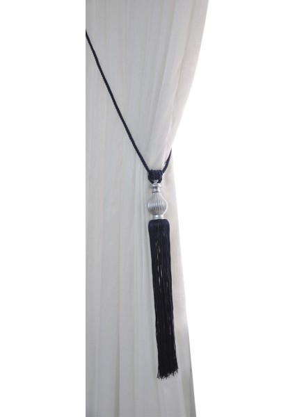 Fon Perde Tavan Bağlama Püsküllü Braçol Kornişe Takmatik Ipli Tavan Perde Aksesuar Lacivert-Gri fırsatları