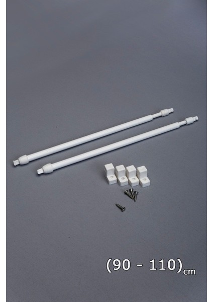 90 - 110 cm Ayarlanabilir Briz Çubuğu 2 Adet Alüminyum Perde Borusu 4 Adet Başlık