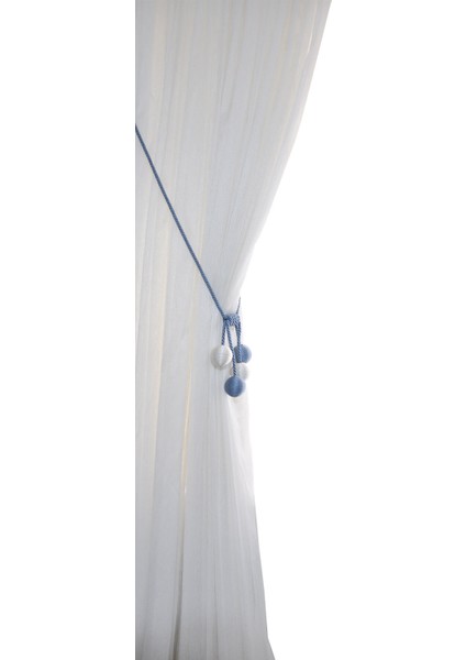 Modern Sarım 4 Toplu Braçol Kornişe Takmatik Ipli Tavan Perde Aksesuar Mavi-Beyaz fiyatları