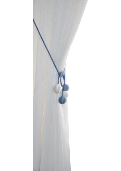 Modern Sarım 4 Toplu Braçol Kornişe Takmatik Ipli Tavan Perde Aksesuar Mavi-Beyaz modelleri