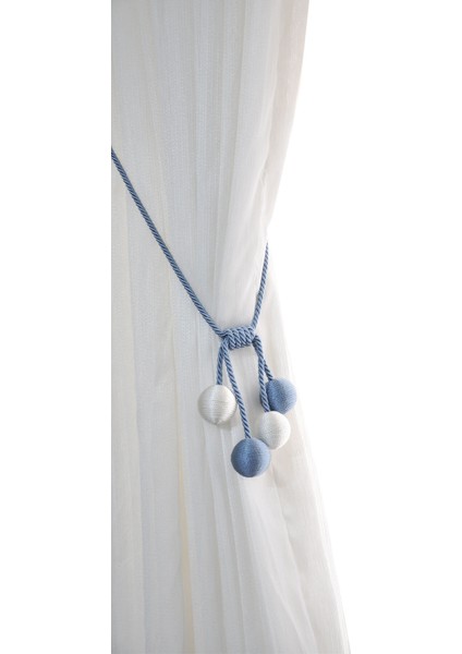 Modern Sarım 4 Toplu Braçol Kornişe Takmatik Ipli Tavan Perde Aksesuar Mavi-Beyaz fırsatları