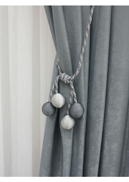 Modern Sarım 4 Toplu Braçol Kornişe Takmatik Ipli Tavan Perde Aksesuarı Koyugri&açıkgri