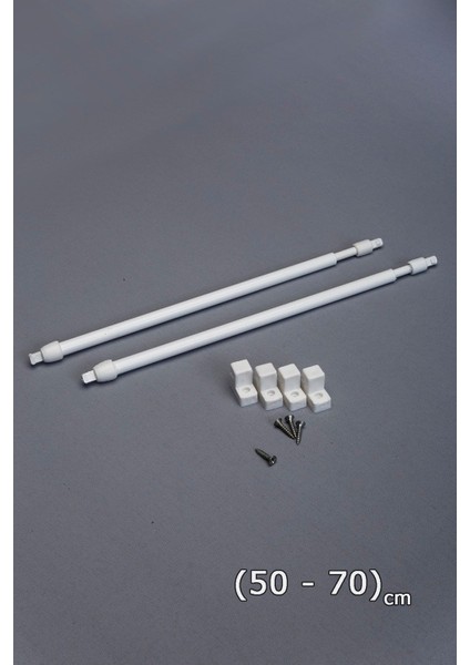 50 - 70 cm Ayarlanabilir Briz Çubuğu 2 Adet Alüminyum Perde Borusu 4 Adet Başlık