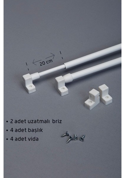 50 - 70 cm Ayarlanabilir Briz Çubuğu 2 Adet Alüminyum Perde Borusu 4 Adet Başlık fiyatları