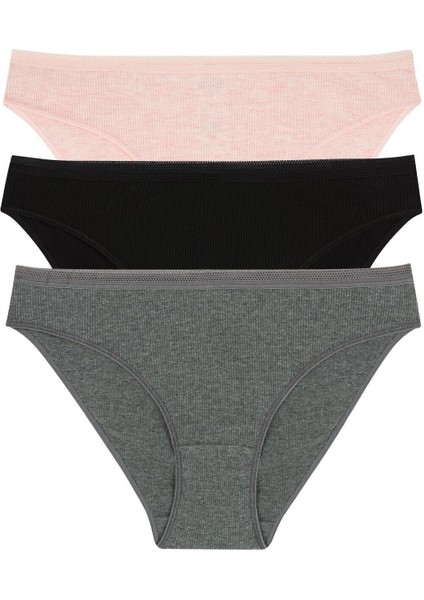 Kadın Karışık Renkli Korseli 1 Beden Incelten 3lü Slip Külot