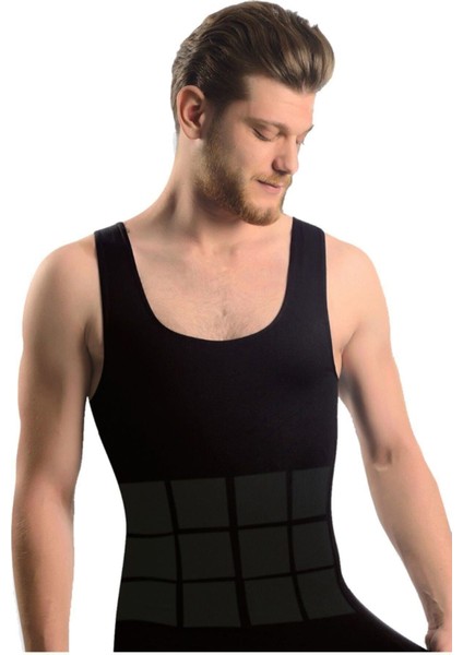 Erkek Siyah Dikişsiz Vücut Toparlayıcı Dikişsiz Korse