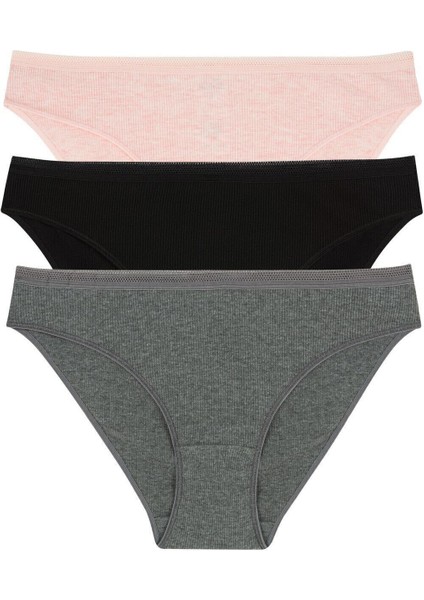 Kadın Renkli Korseli Slip Külot 3'lü