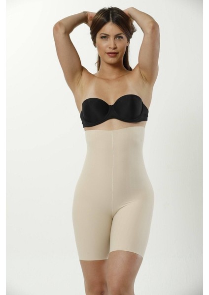 Kadın Ten Lazer Kesim Yüksek Bel Paçalı Korse