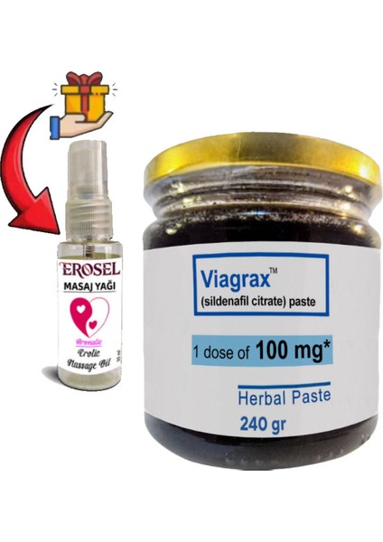 Viagrax Macun 240 gr Erkeklerin Performanslarına Özel + Erosel Erotikmasaj Yağı Hediye