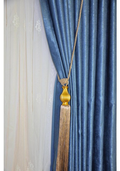 Fon Perde Tavan Bağlama Püsküllü Braçol Kornişe Takmatik Ipli Tavan Perde Aksesuar Vizon