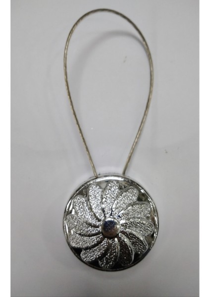 Mıknatıslı Perde Tokası Çiçek Perde Mandalı Gümüş (5 Adet)