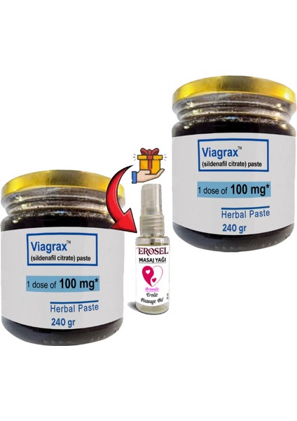 Viagrax Macun 2 Adet 240 gr Erkeklerin Performanslarına Özel + Erosel Erotikmasaj Yağı Hediye