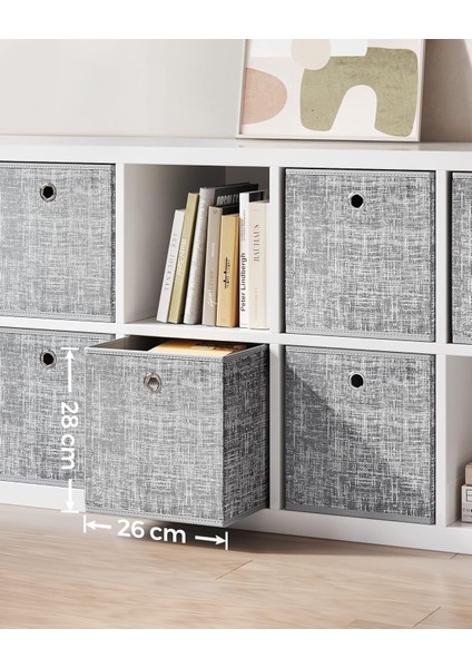 Saklama Kutusu, 6'lı Set, Saplı Dokusuz Kumaş Düzenleme Kutuları, Kutu Saklama, 26 x 26 x 2 modelleri