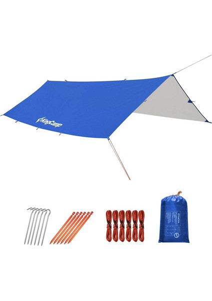 Kamp Brandası, Büyük Boy Su Geçirmez Branda, Gümüş Kaplamalı UPF50+ Uv Koruması, Kamp, Yürü