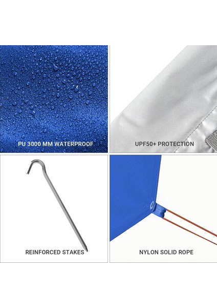 Kamp Brandası, Büyük Boy Su Geçirmez Branda, Gümüş Kaplamalı UPF50+ Uv Koruması, Kamp, Yürü modelleri