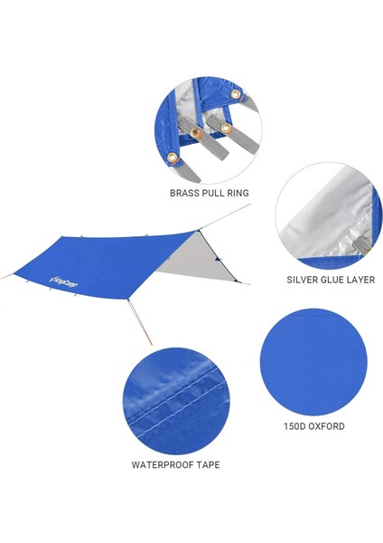 Kamp Brandası, Büyük Boy Su Geçirmez Branda, Gümüş Kaplamalı UPF50+ Uv Koruması, Kamp, Yürü fırsatları