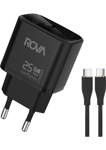 SB123T 25W Type-C Hızlı Şarj Adaptörü + Type-C To Type-C Kablo Seti – Güvenlik Sertifikalı